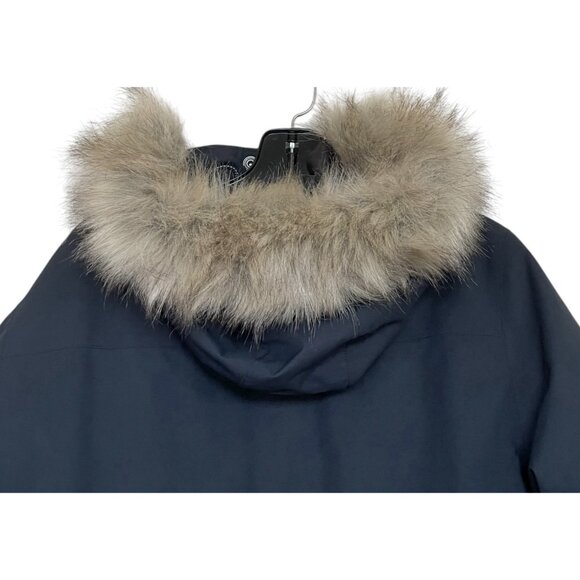 Fjallraven Nuuk Lite Parka Womens Jacket Coat Size Large Blue Hooded Faux Fur - Picture 6 of 13